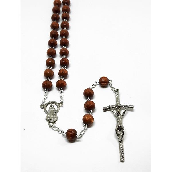 Rosary Wooden Brown Carved