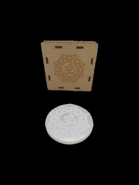 Selenite Charge Plate Lotus With Om