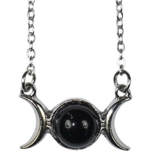 Necklace Black Obsidian Moon Phases