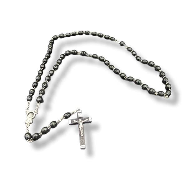 Rosary Black Wood with Wooden Crucifix