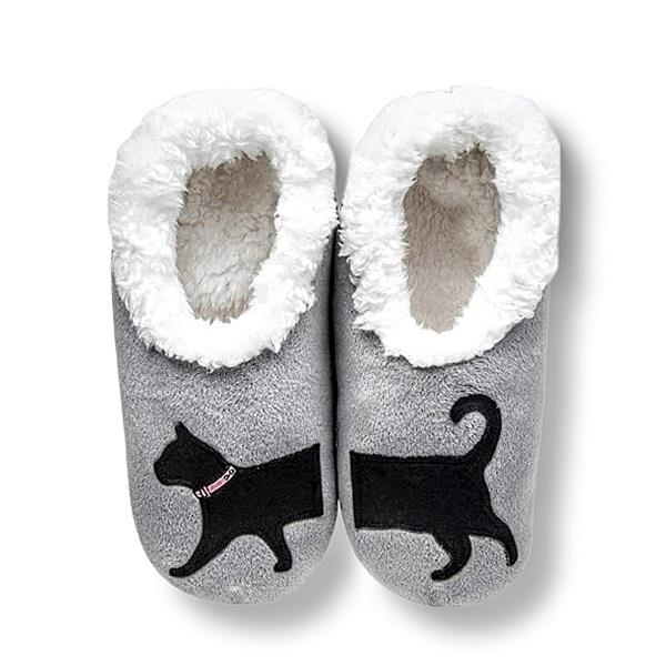 Snoozies Womens Black Cat Large