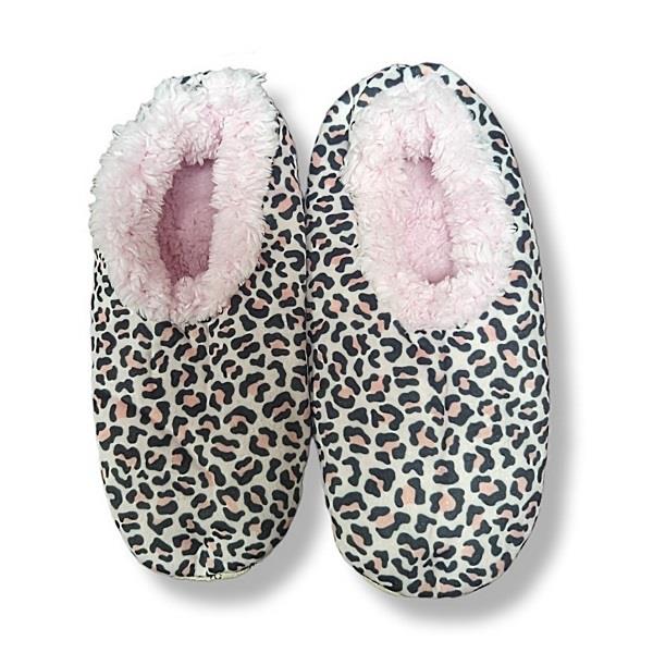 Snoozies Womens Pink Leopard Small