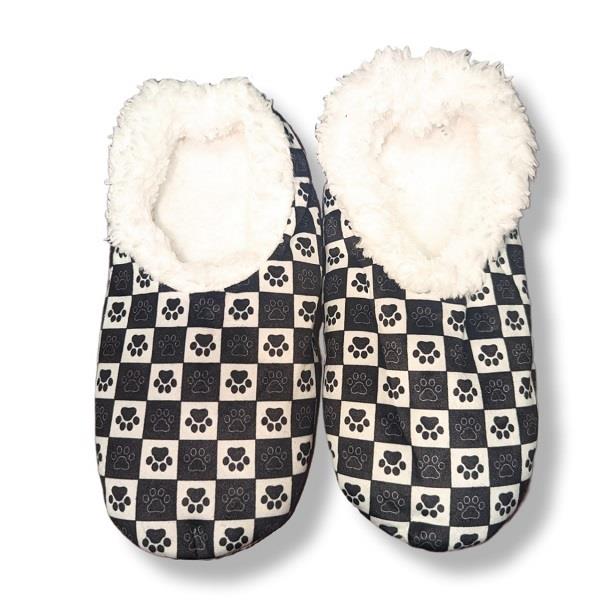 Snoozies Womens Checkered Paws Large