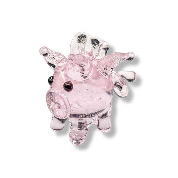 Mini Glass Animal Pink Flying Pig