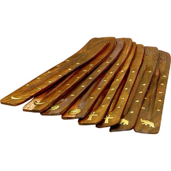 Incense Burner Wooden Brass Inlay