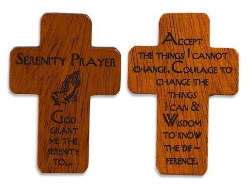 Pocket Cross Wood Serenity Prayer | Earthworks 