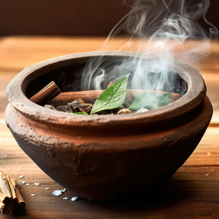 a smoking bowl with mint and aroma