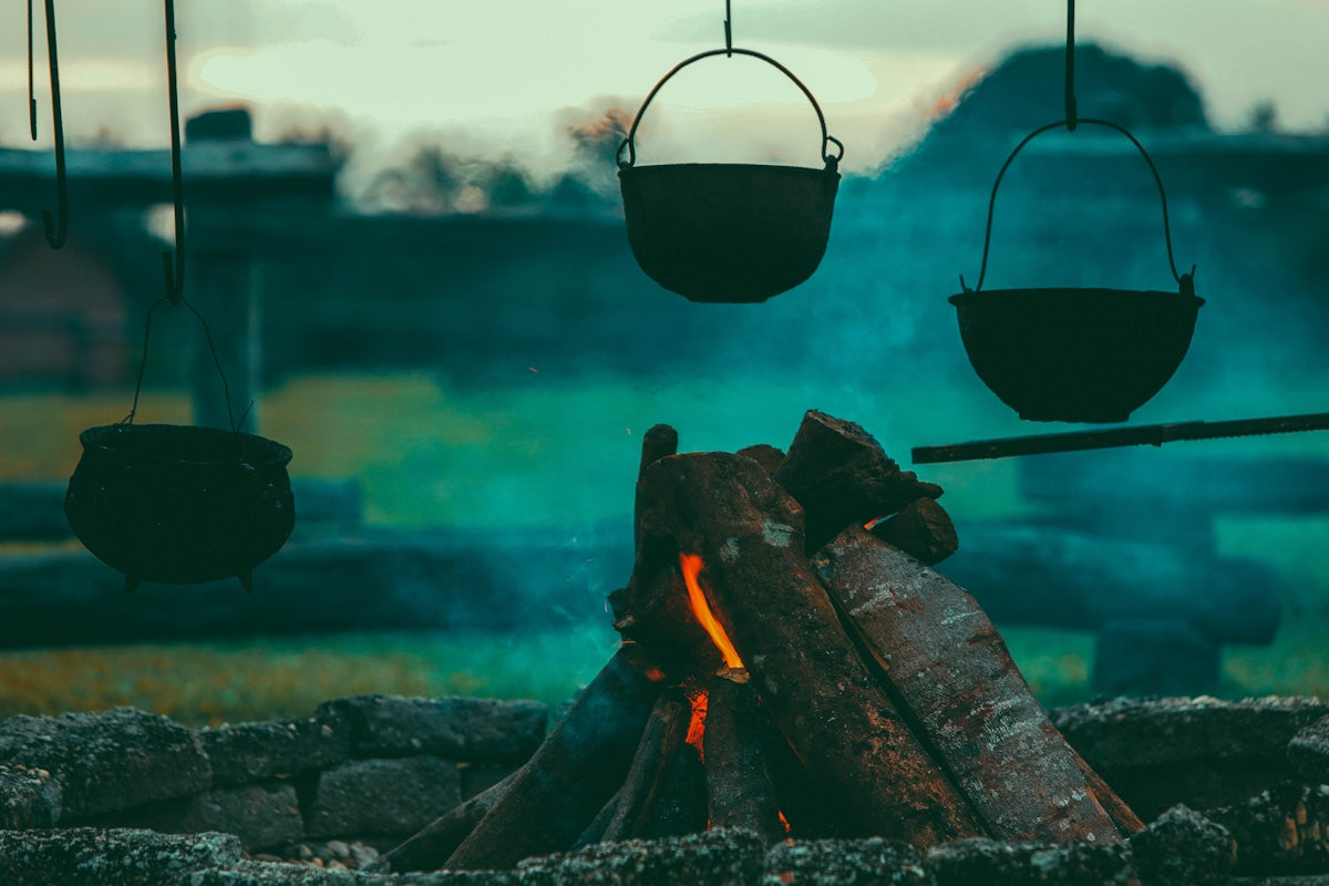three hanging pots
