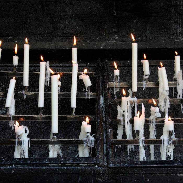 lighted pillar candles