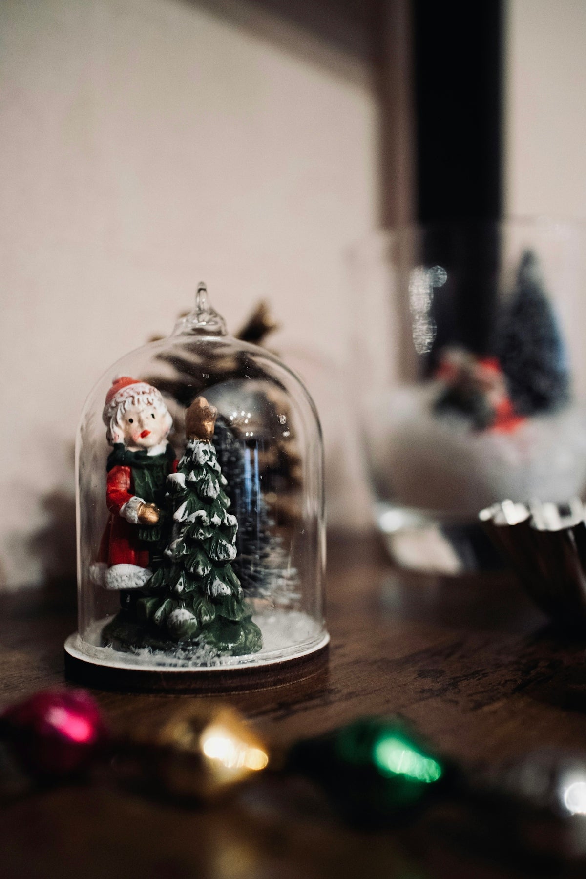 white and red ceramic figurine