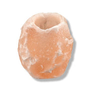Himalayan salt candle holder on a white background