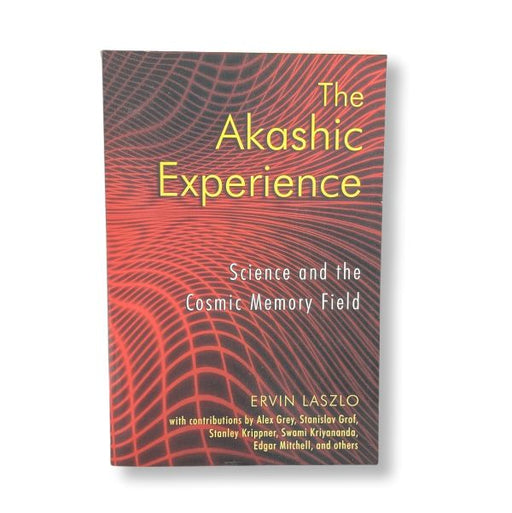 Book cover of 'The Akashic Experience' by Ervin Laszlo with a red and black abstract design.
