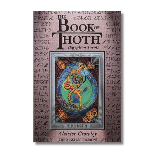 Book of Thoth tarot book cover with Egyptian design and text