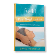 Book titled 'Reiki for Beginners' by David Vennells on a white background