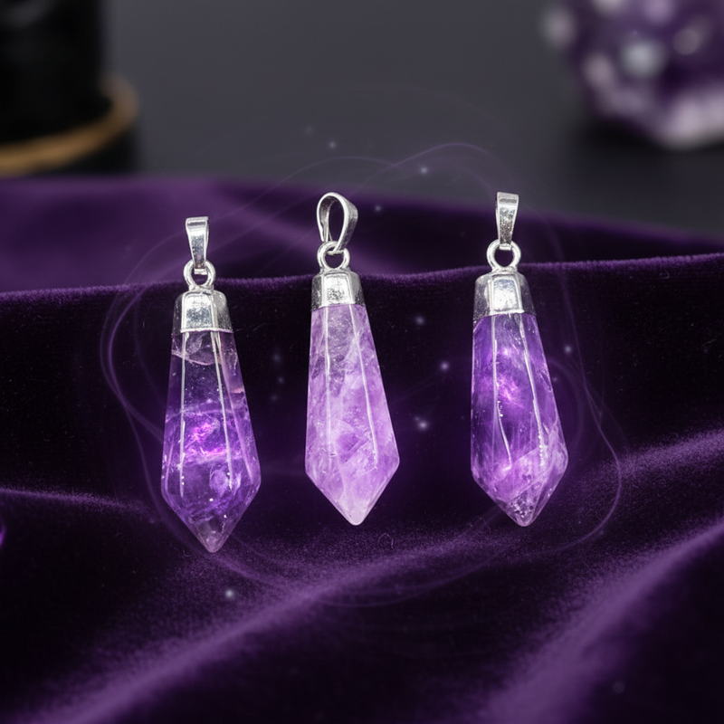 Pendant Amethyst Diamond Shaped
