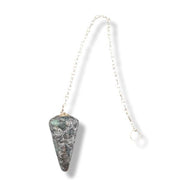Crystal pendulum on a white background