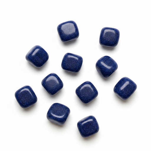Blue square-shaped stones on a white background