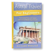Book cover of 'Astral Travel for Beginners' by Richard Webster with a temple and timepiece design.