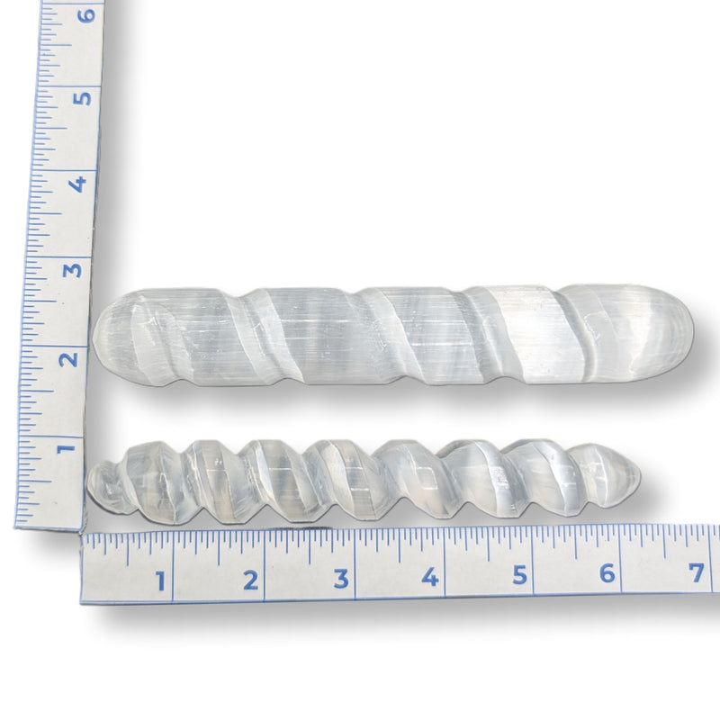 Rocks Selenite Spiral Wand