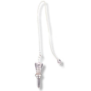 Quartz Crystal Angel Pendulum against a white background