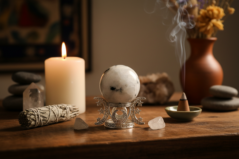 Rocks Rainbow Moonstone Sphere