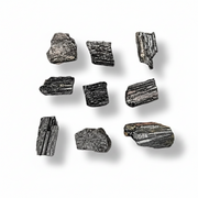 Black Tourmaline Rods on a white background
