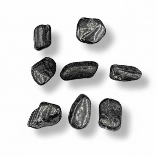 Nine black stones arranged in a 3x3 grid on a white background