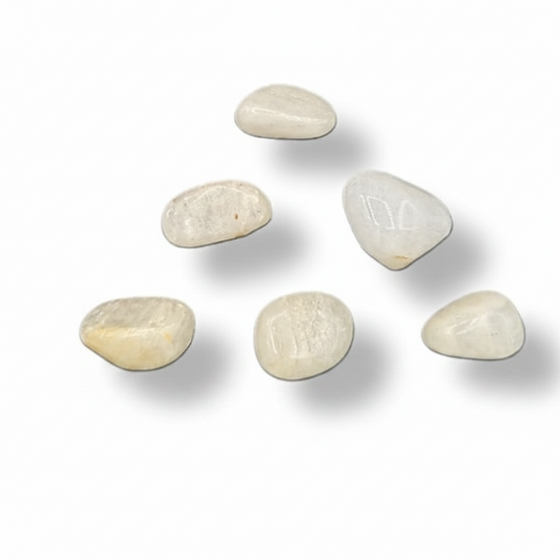 White stones on a white background