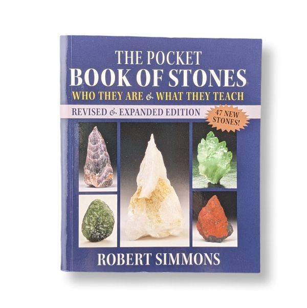 Book titled 'The Pocket Book of Stones' by Robert Simmons on a white background