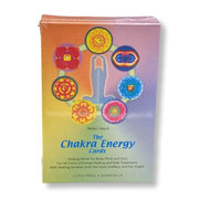 Box of Chakra Energy Cards with colorful symbols on a white background