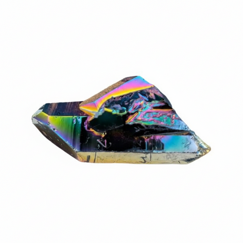Multicolored crystal on a white background
