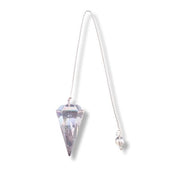Angel Aura Quartz pendulum on a white background