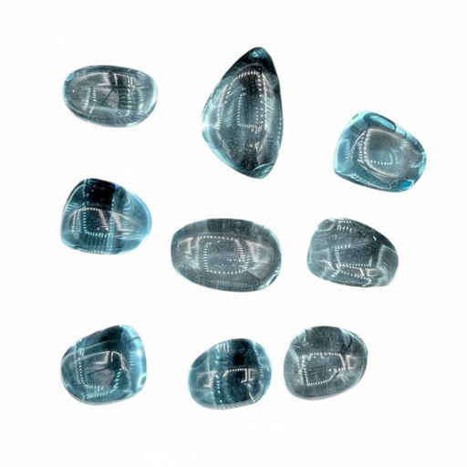 Blue Green Obsidian tumbled stones on a white background