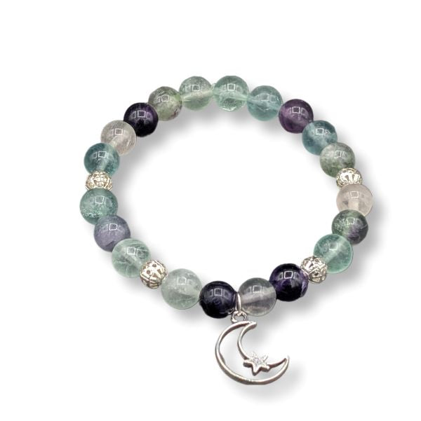 8mm Bracelet Fluorite Moon