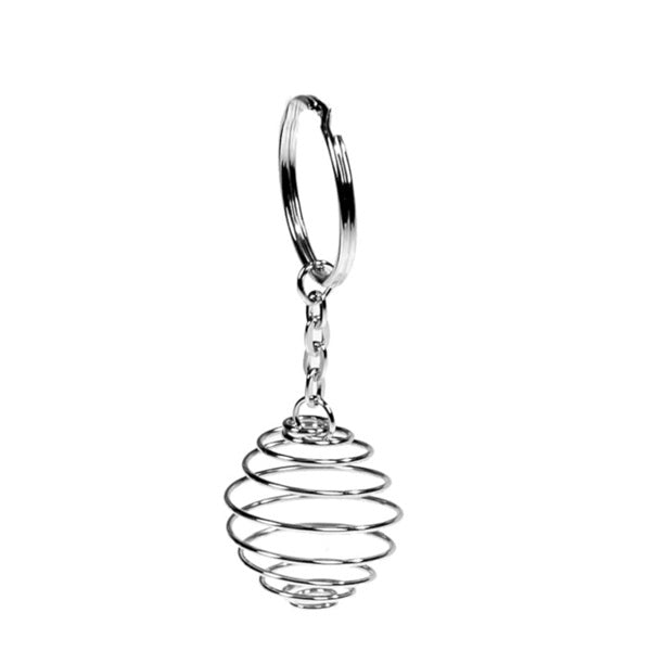 Silver Spiral Cage Keychain on a white background