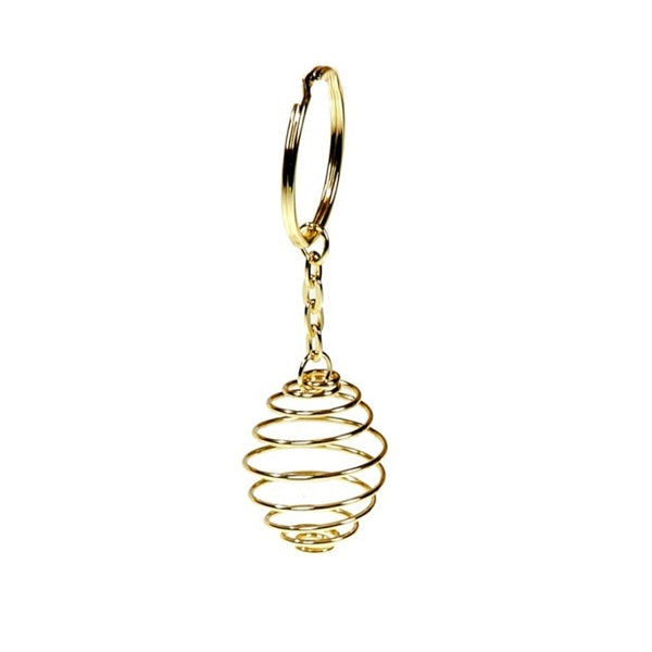 Gold Spiral Cage Keychain on a white background