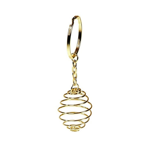 Gold Spiral Cage Keychain on a white background