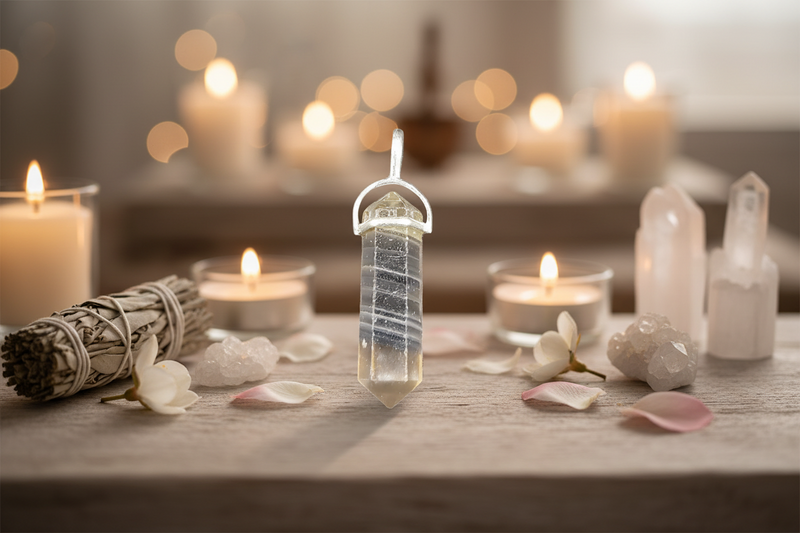 Pendant Fluorite Point with a Sterling Silver Bail