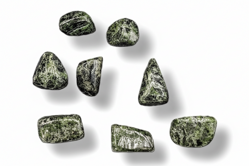 Green crystals on a white background