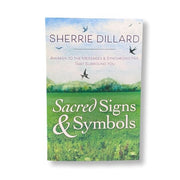 Book cover of 'Sacred Signs & Symbols' by Sherrie Dillard with a scenic design.