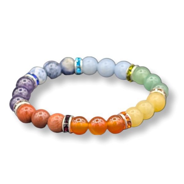 8mm Bracelet Chakras with Rhondelle
