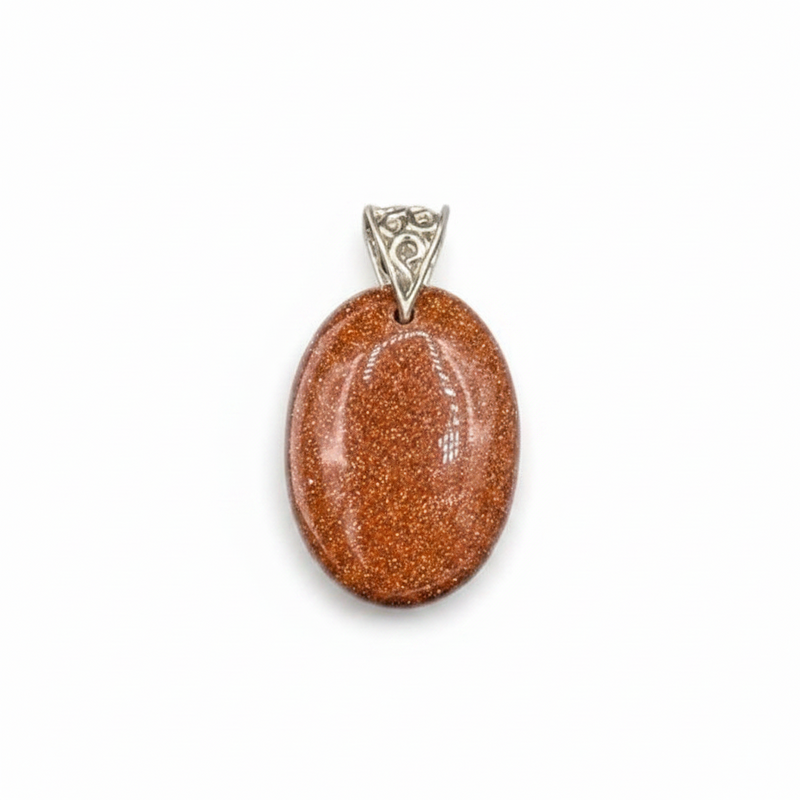 Pendant Goldstone with a Sterling Silver Bail