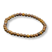 Wooden beaded bracelet on a white background