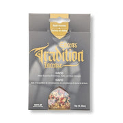 A package of David Tradition Incense resin incense, featuring a gray and gold box with a clear window showing the colorful incense granules inside.