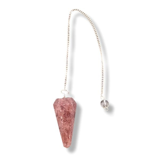 Strawberry Quartz pendulum on a white background