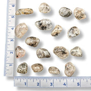 Witches Finger Quartz of various sizes on a white background with a ruler for scale.
