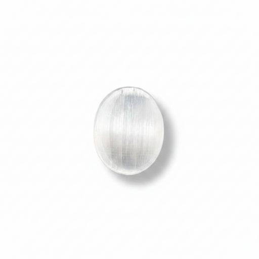 white selenite worry stone on a white background
