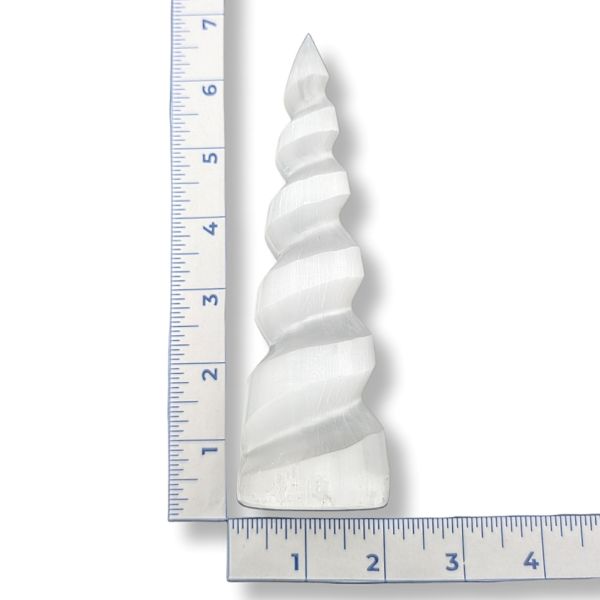 Rocks Selenite 16cm Spiral Tower