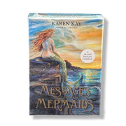 Book cover of 'Messages from the Mermaids' by Karen Kay with a mermaid illustration on a white background.