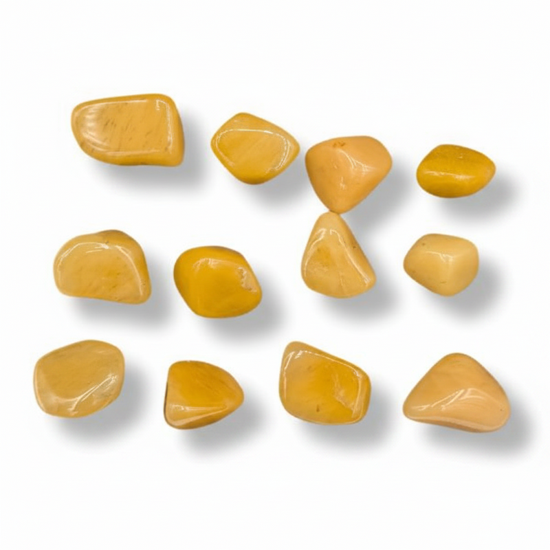 Set of yellow stones on a white background